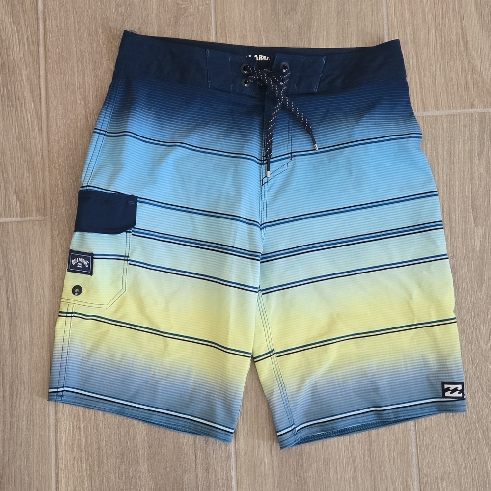 Billabong Yellow and Blue Swim Trunks